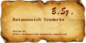 Balassovich Szederke névjegykártya